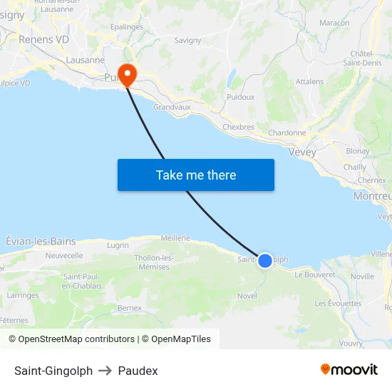 Saint-Gingolph to Paudex map