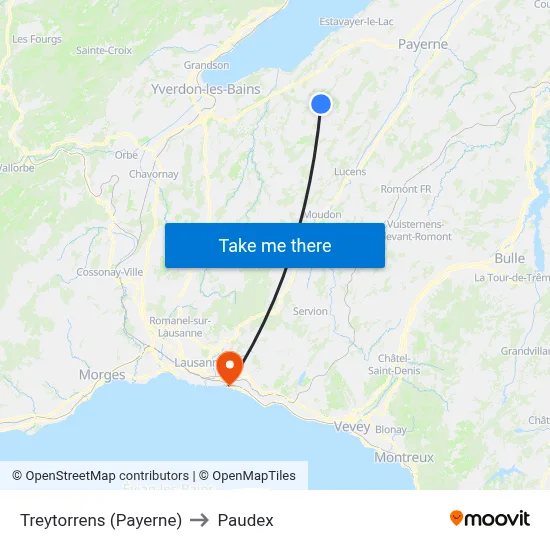 Treytorrens (Payerne) to Paudex map
