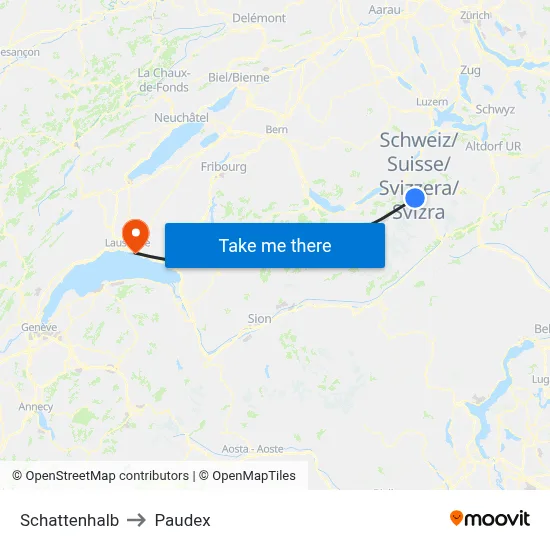 Schattenhalb to Paudex map