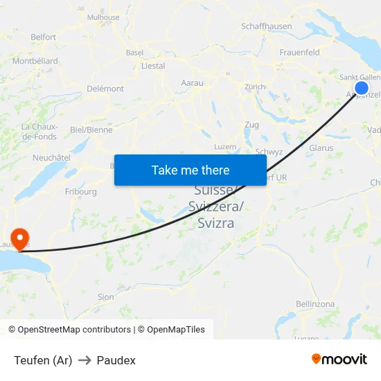 Teufen (Ar) to Paudex map