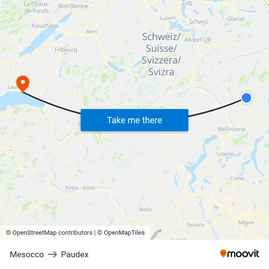 Mesocco to Paudex map