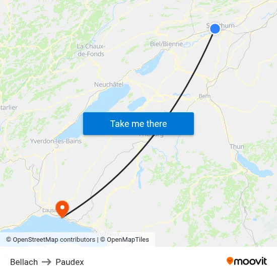 Bellach to Paudex map