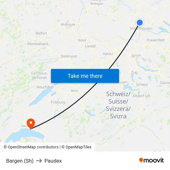 Bargen (Sh) to Paudex map