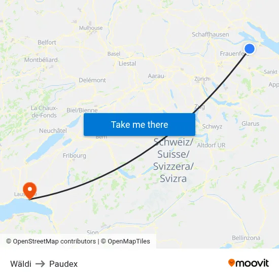 Wäldi to Paudex map