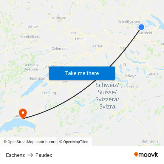 Eschenz to Paudex map