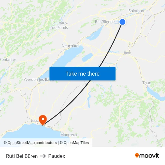 Rüti Bei Büren to Paudex map