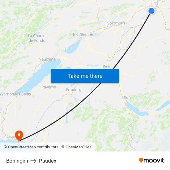 Boningen to Paudex map