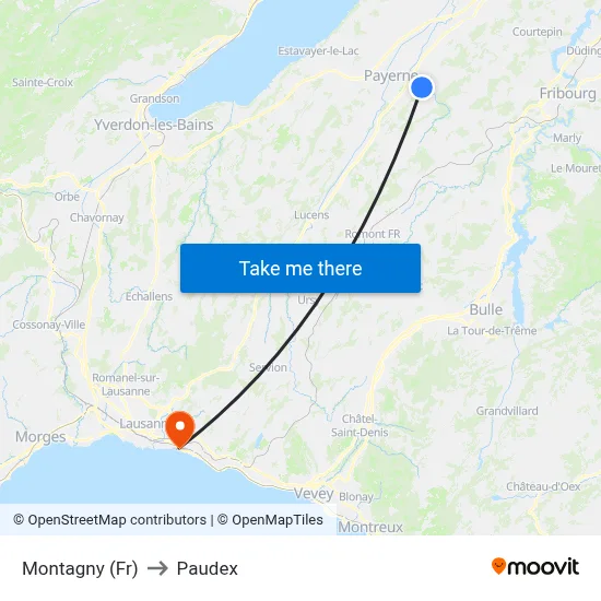 Montagny (Fr) to Paudex map