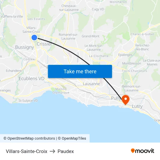 Villars-Sainte-Croix to Paudex map