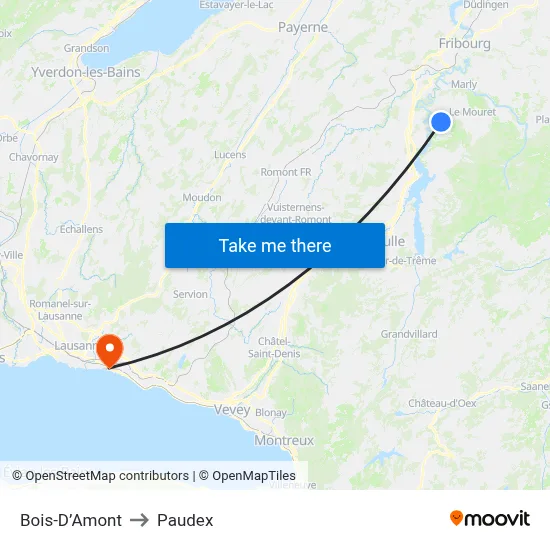 Bois-D’Amont to Paudex map