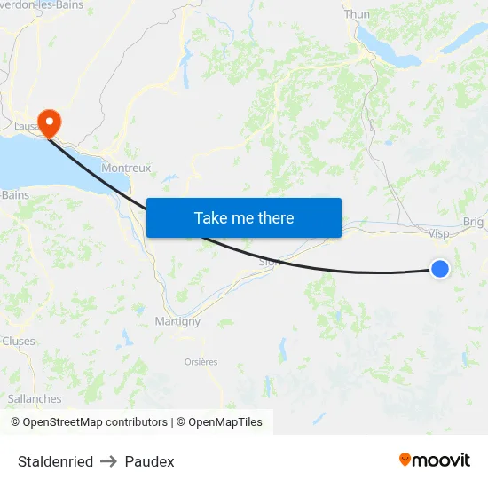 Staldenried to Paudex map