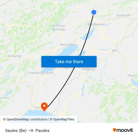 Saules (Be) to Paudex map