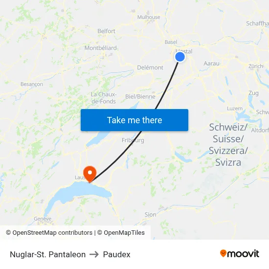 Nuglar-St. Pantaleon to Paudex map