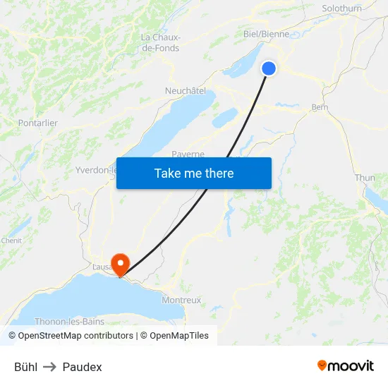 Bühl to Paudex map