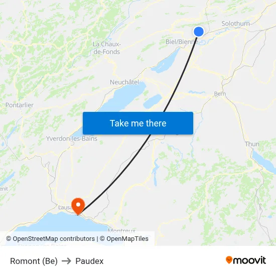 Romont (Be) to Paudex map