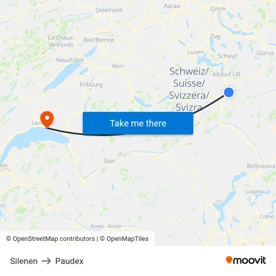 Silenen to Paudex map