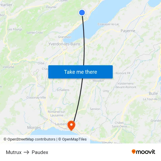 Mutrux to Paudex map
