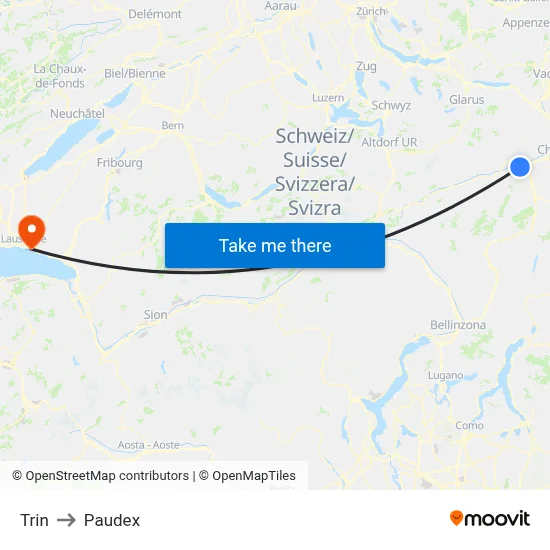 Trin to Paudex map