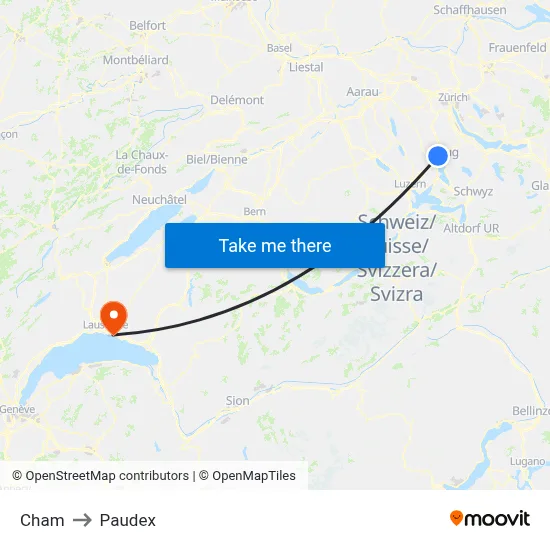 Cham to Paudex map