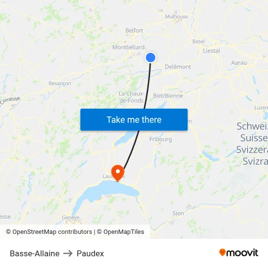 Basse-Allaine to Paudex map
