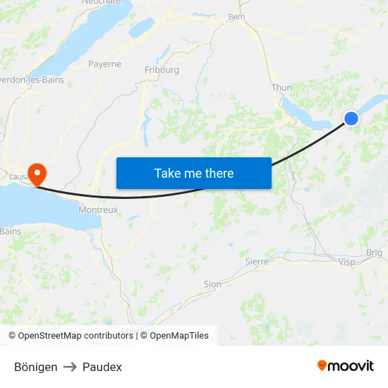 Bönigen to Paudex map