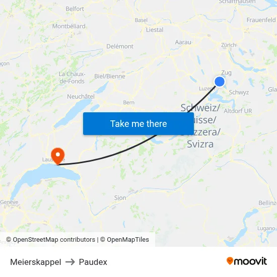 Meierskappel to Paudex map