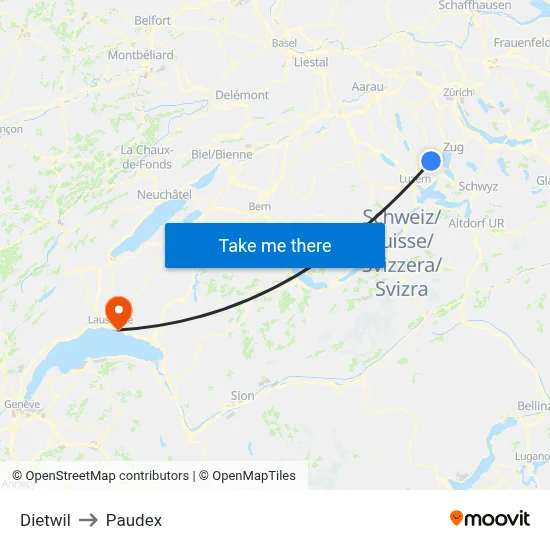 Dietwil to Paudex map