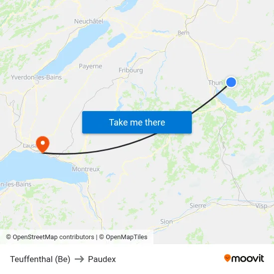 Teuffenthal (Be) to Paudex map