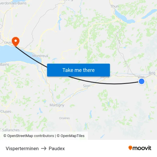 Visperterminen to Paudex map