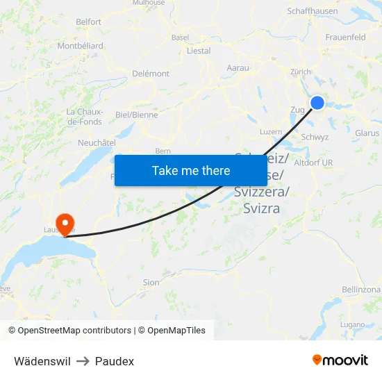 Wädenswil to Paudex map
