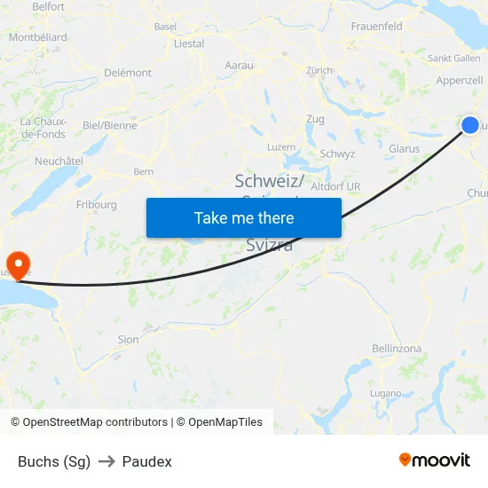 Buchs (Sg) to Paudex map