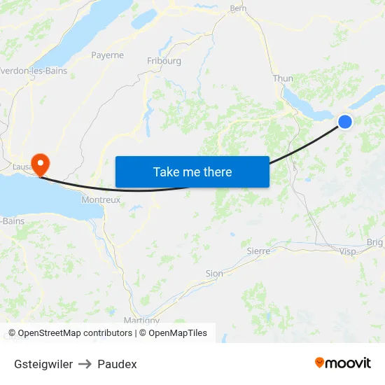 Gsteigwiler to Paudex map