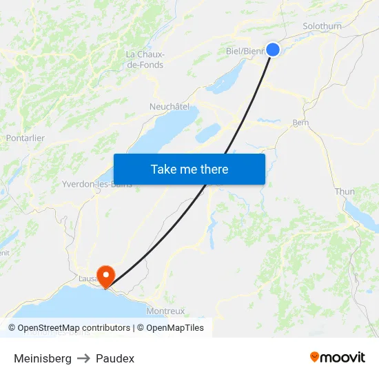 Meinisberg to Paudex map