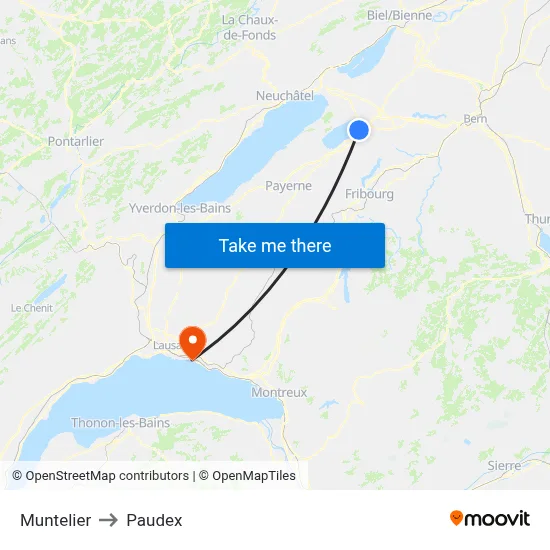 Muntelier to Paudex map