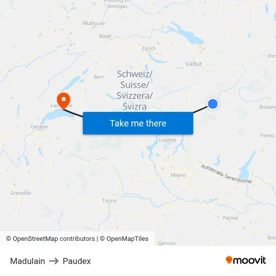 Madulain to Paudex map
