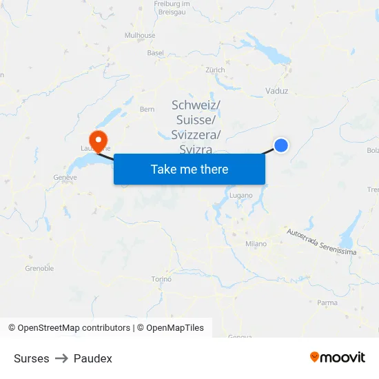 Surses to Paudex map