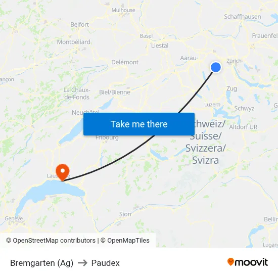 Bremgarten (Ag) to Paudex map