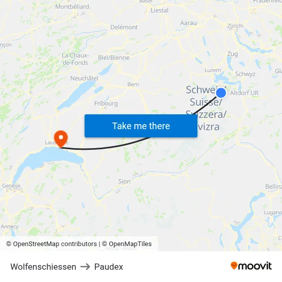 Wolfenschiessen to Paudex map