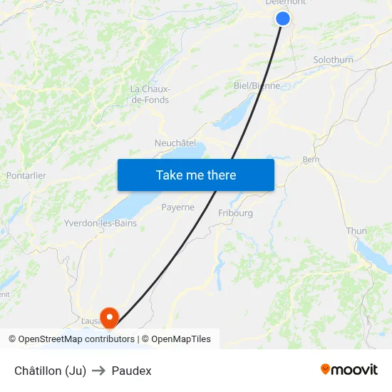 Châtillon (Ju) to Paudex map