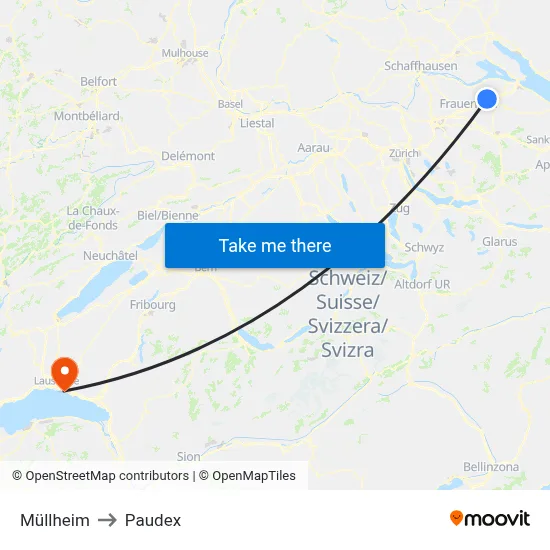 Müllheim to Paudex map
