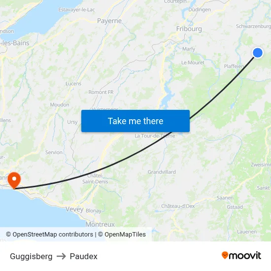 Guggisberg to Paudex map