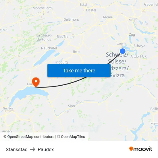Stansstad to Paudex map