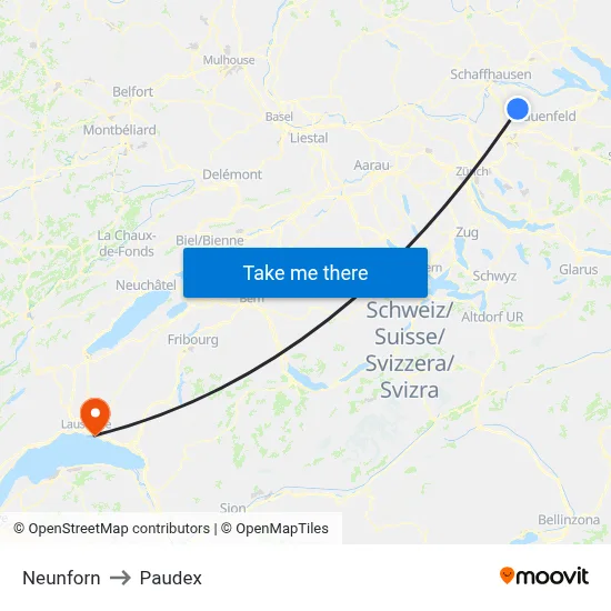 Neunforn to Paudex map