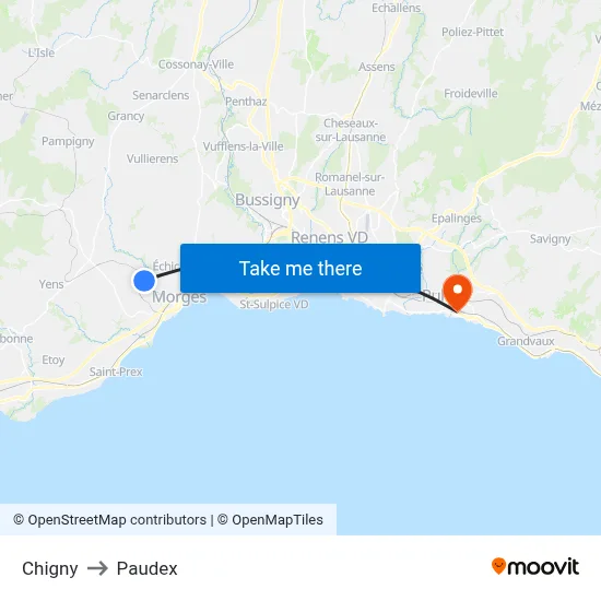 Chigny to Paudex map