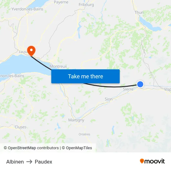 Albinen to Paudex map