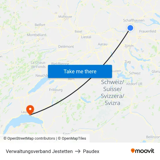 Verwaltungsverband Jestetten to Paudex map