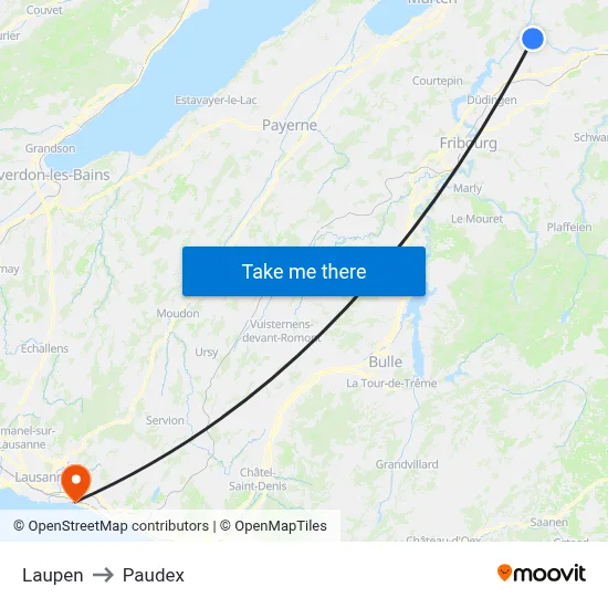 Laupen to Paudex map