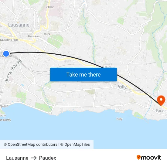 Lausanne to Paudex map