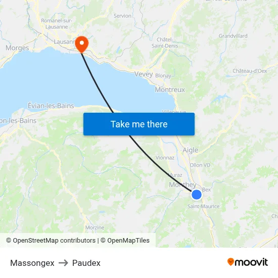 Massongex to Paudex map