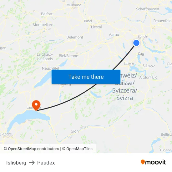 Islisberg to Paudex map